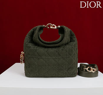 Okify Dior Toujours Hobo Bag Dark Green Suede 22.5x14x7.5cm