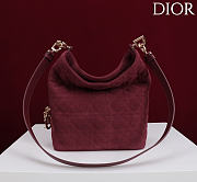 Okify Dior Toujours Hobo Bag Red Burgundy Suede 22.5x14x7.5cm - 5