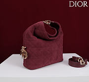Okify Dior Toujours Hobo Bag Red Burgundy Suede 22.5x14x7.5cm - 4