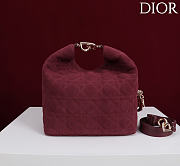 Okify Dior Toujours Hobo Bag Red Burgundy Suede 22.5x14x7.5cm - 3