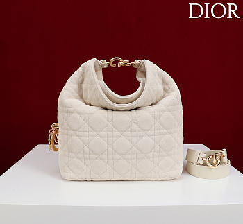 Okify Dior Toujours Hobo Bag White Suede 22.5x14x7.5cm