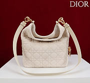 Okify Dior Toujours Hobo Bag White Suede 22.5x14x7.5cm - 6