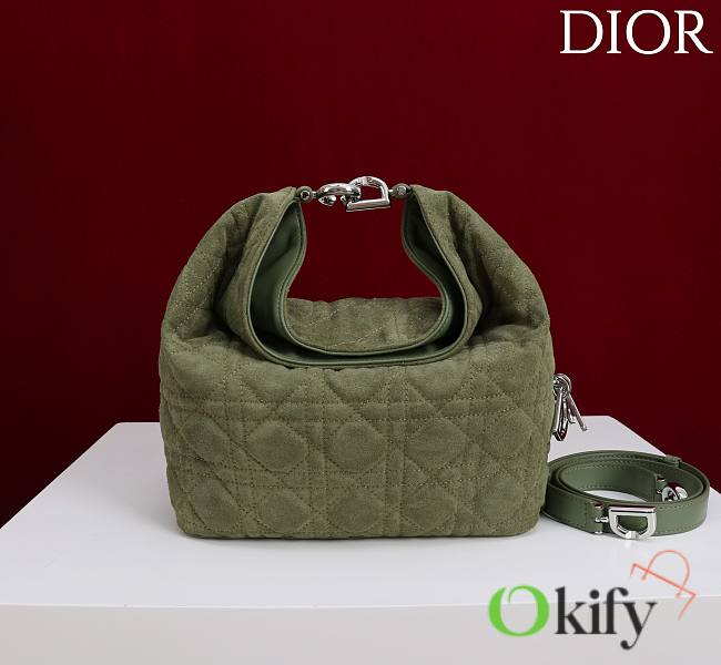 Okify Dior Toujours Hobo Bag Green Suede 22.5x14x7.5cm - 1