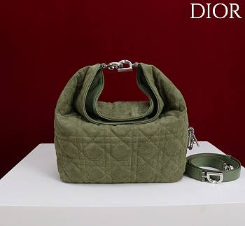Okify Dior Toujours Hobo Bag Green Suede 22.5x14x7.5cm