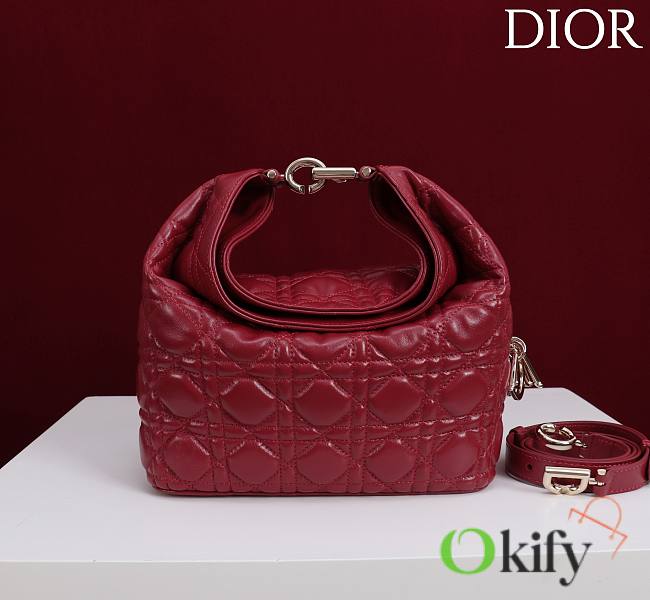 Okify Dior Toujours Hobo Bag Dark Red 22.5x14x7.5cm - 1