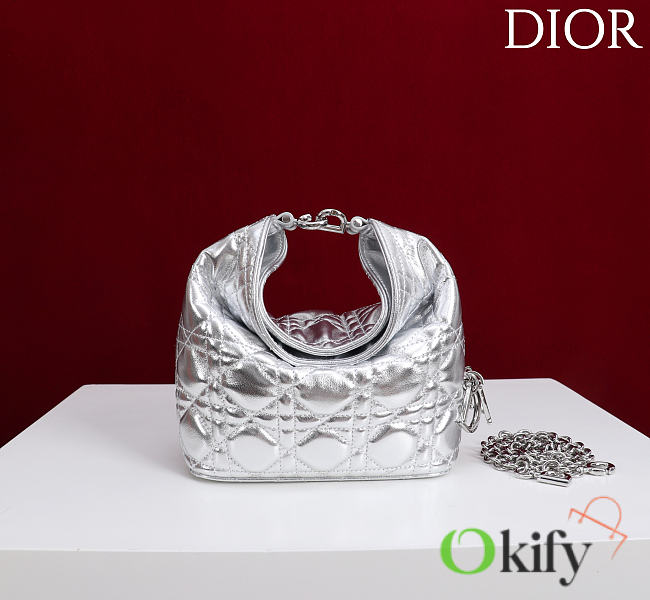 Okify Dior Toujours Hobo Bag Silver 17.5x19x7cm - 1