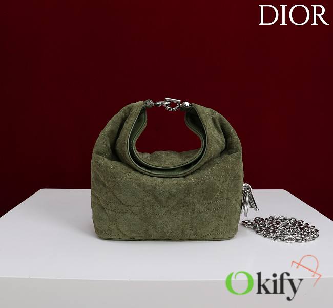 Okify Dior Toujours Hobo Bag Dark Green Suede 17.5x19x7cm - 1