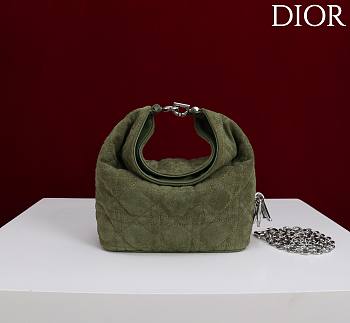 Okify Dior Toujours Hobo Bag Dark Green Suede 17.5x19x7cm
