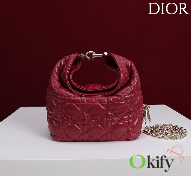 Okify Dior Toujours Hobo Bag Dark Red 17.5x19x7cm - 1