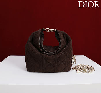Okify Dior Toujours Hobo Bag Dark Brown Suede 17.5x19x7cm