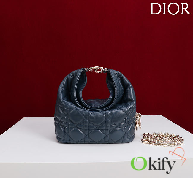 Okify Dior Toujours Hobo Bag Dark Blue 17.5x19x7cm - 1