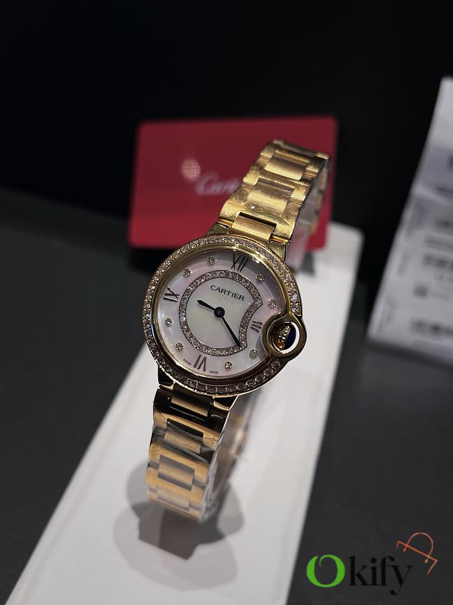 Okify Cartier Ballon Bleu Gold Watch 33mm 29818 - 1