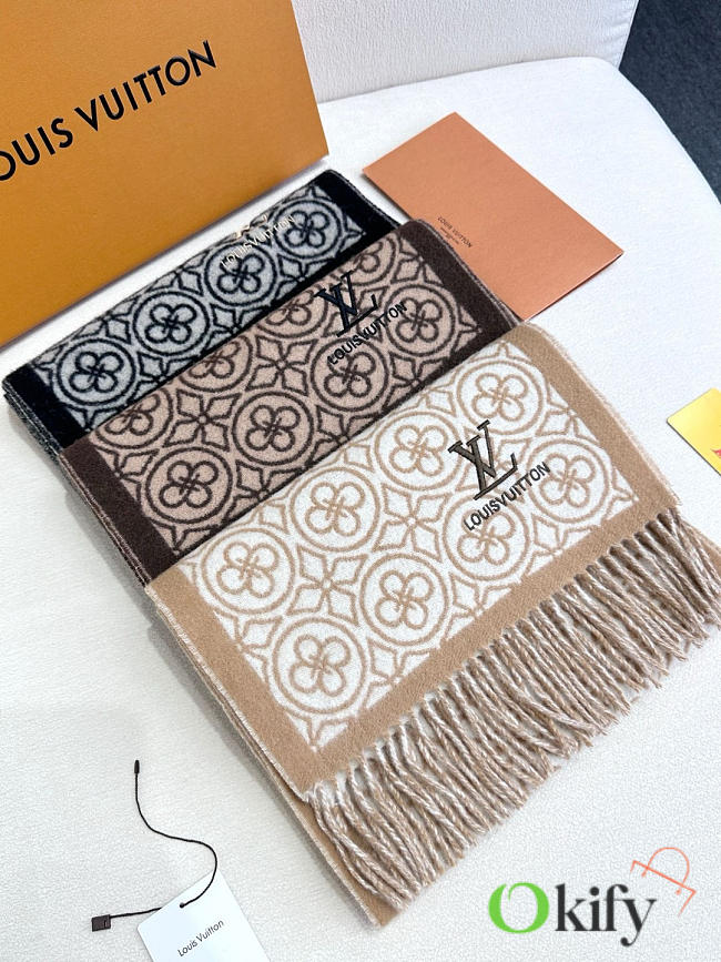 Okify Louis Vuitton Black Lambwool Scarf 35x200cm 29831  - 1