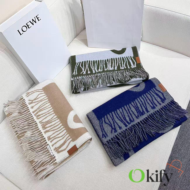 Okify Loewe Dark Green Scarf 29832 - 1