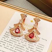 Okify Bvlgari Rose Gold Earrings With Diamond And Red Crystal 29835 - 2