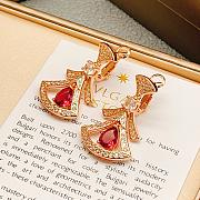 Okify Bvlgari Rose Gold Earrings With Diamond And Red Crystal 29835 - 3