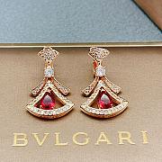Okify Bvlgari Rose Gold Earrings With Diamond And Red Crystal 29835 - 1