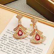 Okify Bvlgari Rose Gold Earrings With Diamond And Red Crystal 29835 - 4