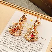 Okify Bvlgari Rose Gold Earrings With Diamond And Red Crystal 29835 - 5