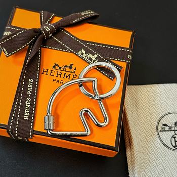 Okify Hermes Horse Head Silver Keyring