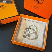 Okify Hermes Horse Head Silver Keyring - 6