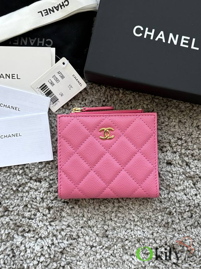 Okify CC Pink Caviar Small Wallet 11x10x2cm - 1