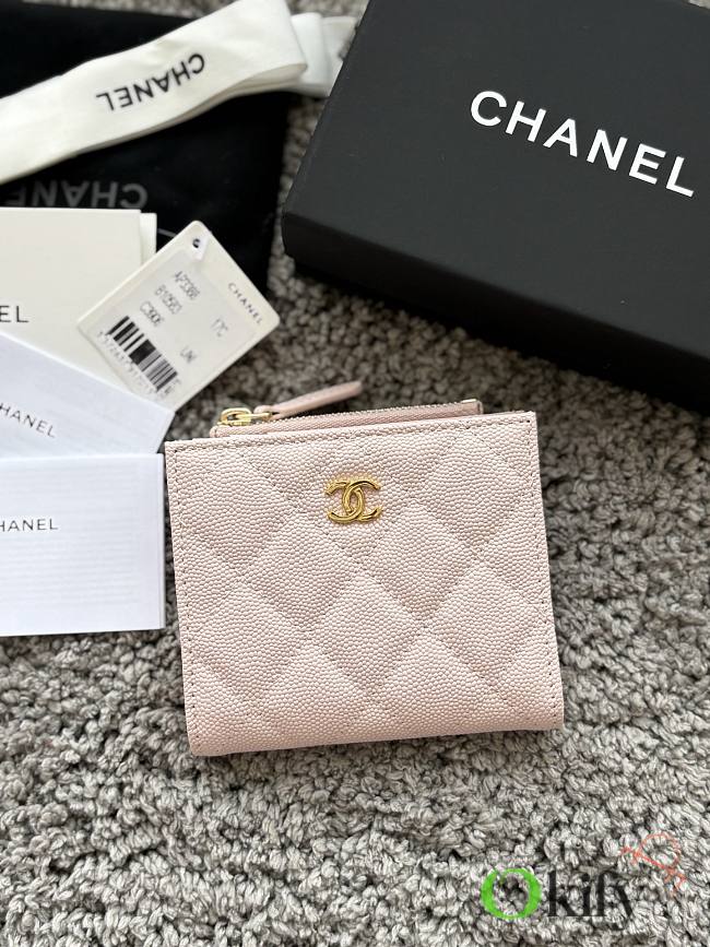 Okify CC Light Pink Caviar Small Wallet 11x10x2cm - 1