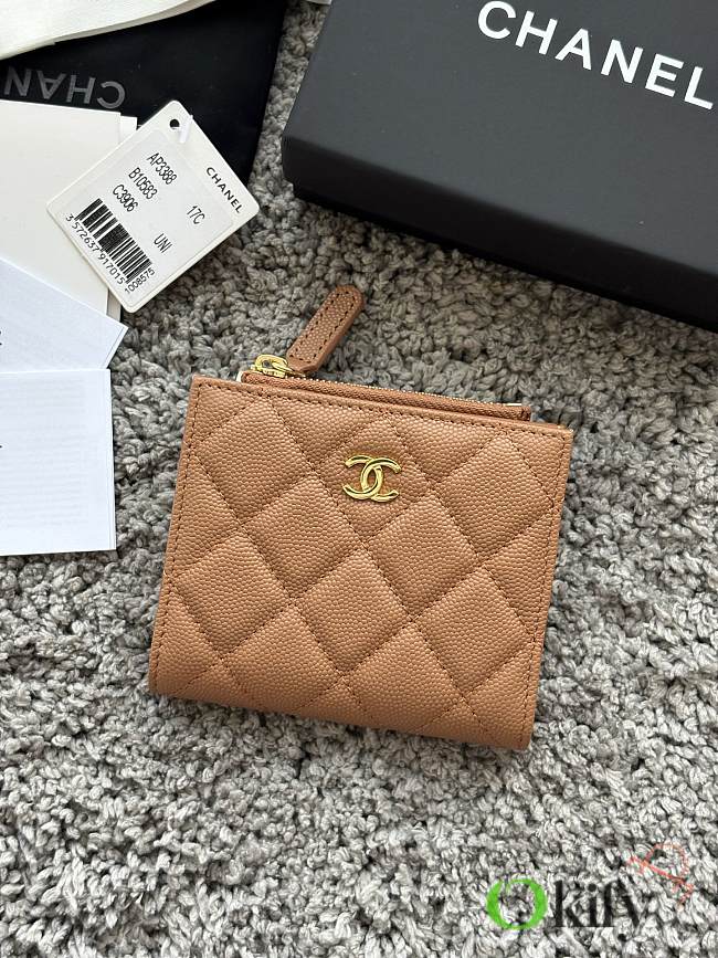 Okify CC Brown Caviar Small Wallet 11x10x2cm - 1