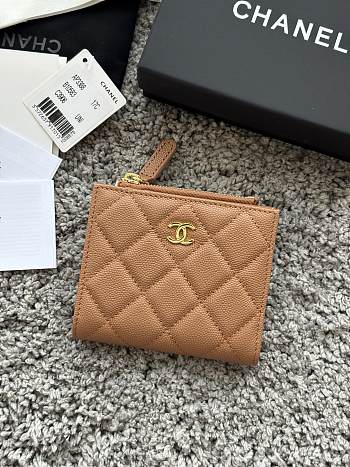 Okify CC Brown Caviar Small Wallet 11x10x2cm