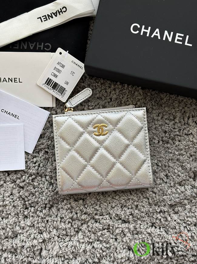 Okify CC Silver Caviar Small Wallet 11x10x2cm - 1