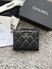 Okify CC Black Lambskin Gold Hardware Small Wallet 11x10x2cm - 1
