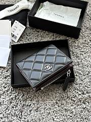 Okify CC Black Lambskin Silver Hardware Small Wallet 11x10x2cm - 5