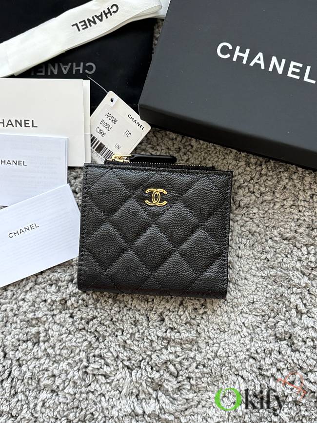 Okify CC Black Caviar Gold Hardware Small Wallet 11x10x2cm - 1