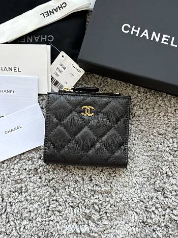 Okify CC Black Caviar Gold Hardware Small Wallet 11x10x2cm