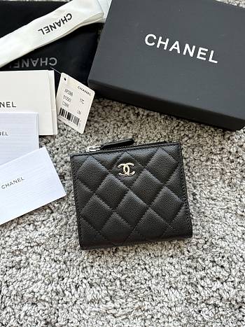 Okify CC Black Caviar Silver Hardware Small Wallet 11x10x2cm