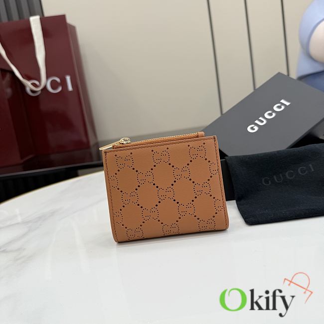 Okify Gucci Brown Small Wallet 876086 10x8cm - 1