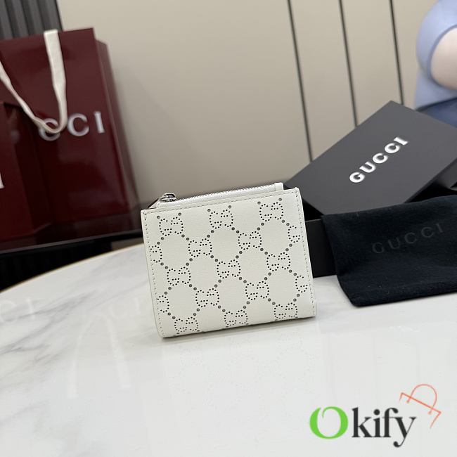 Okify Gucci White Small Wallet 876086 10x8cm - 1