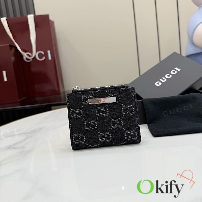 Okify Gucci Black Denim Small Wallet 876086 10x8cm - 1