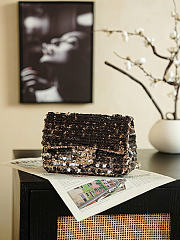 Okify CC Black Sequin Gold Flap Bag 20x13x7cm - 5