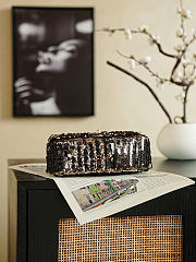 Okify CC Black Sequin Gold Flap Bag 20x13x7cm - 6