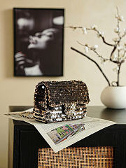 Okify CC Black Sequin Gold Flap Bag 20x13x7cm - 4