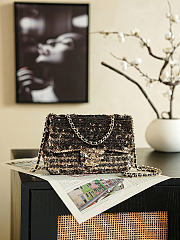 Okify CC Black Sequin Gold Flap Bag 20x13x7cm - 1