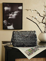 Okify CC Black Sequin Silver Flap Bag 20x13x7cm - 3