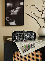 Okify CC Black Sequin Silver Flap Bag 20x13x7cm - 5