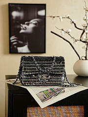 Okify CC Black Sequin Silver Flap Bag 20x13x7cm - 1