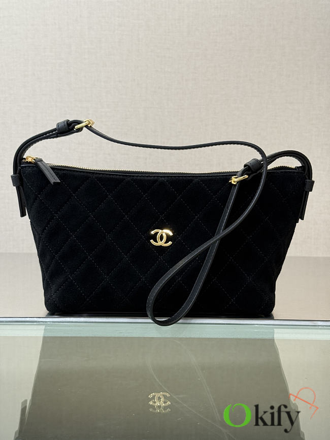 Okify CC 26A Clutch Bag Black Suede 19x13x8cm - 1