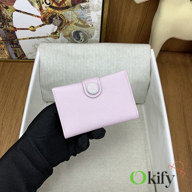Okify Hermes R.M.S Light Pink Card Holder 10.5x7x2cm - 1