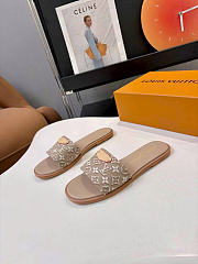 Okify Louis Vuitton Beige Women Slides (has big size) - 6