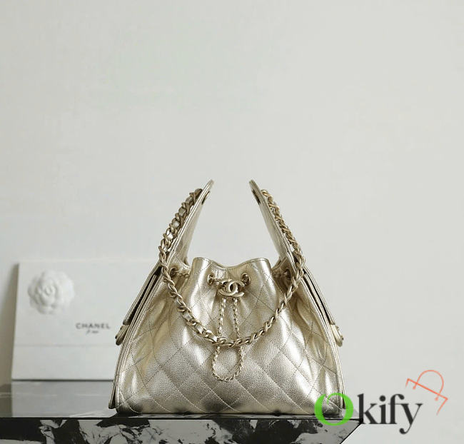 Okify CC 25 Hobo Bag Light Gold Caviar 30x26x14cm - 1