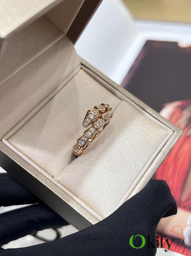 Okify Bvlgari Rose Gold Ring With Diamond 29913 - 1